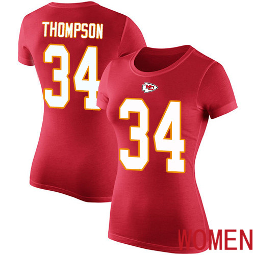 Women Football Kansas City Chiefs #34 Thompson Darwin Red Rush Pride Name and Number T-Shirt->youth nfl jersey->Youth Jersey